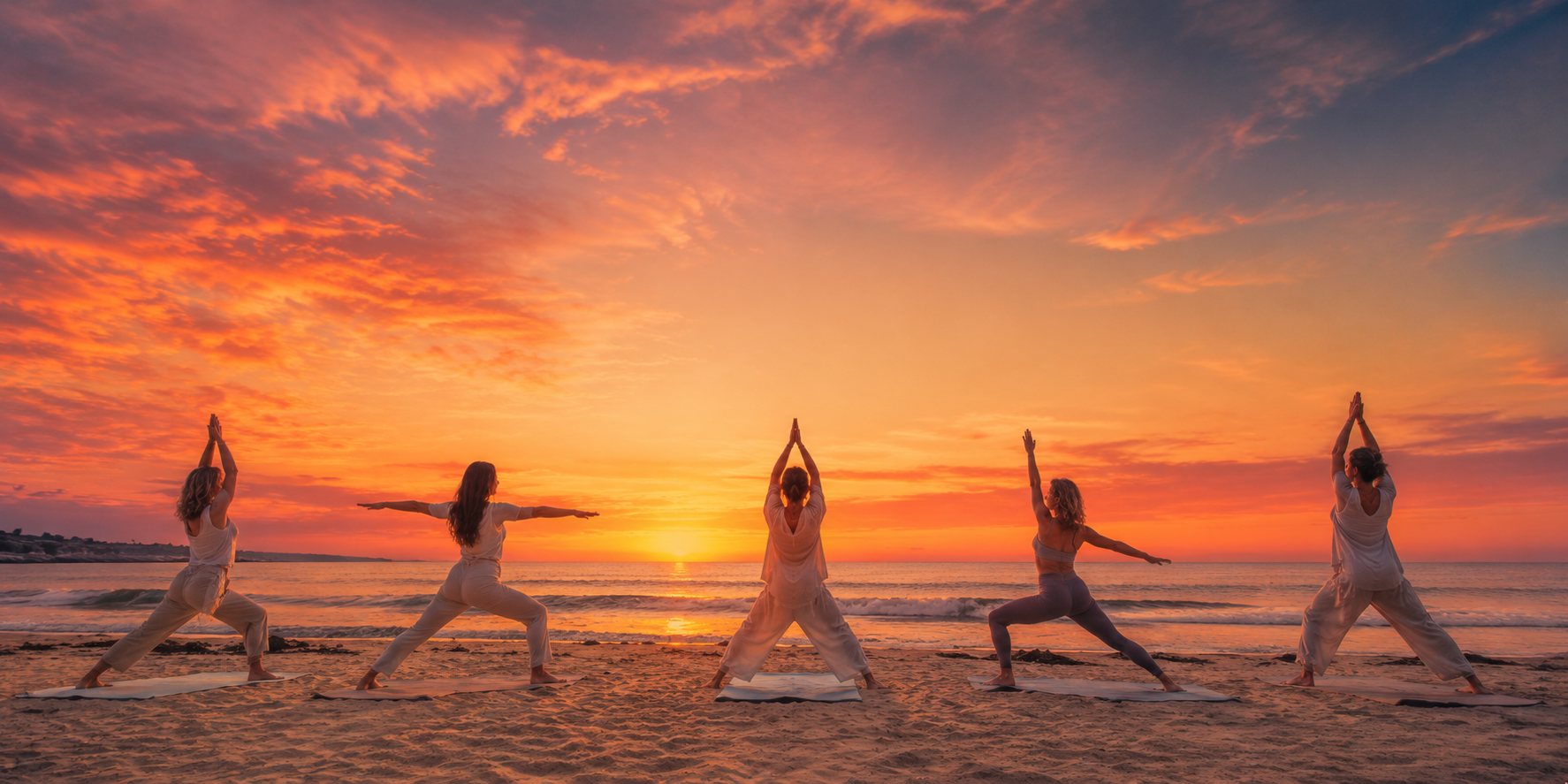 Yoga al atardecer en la playa